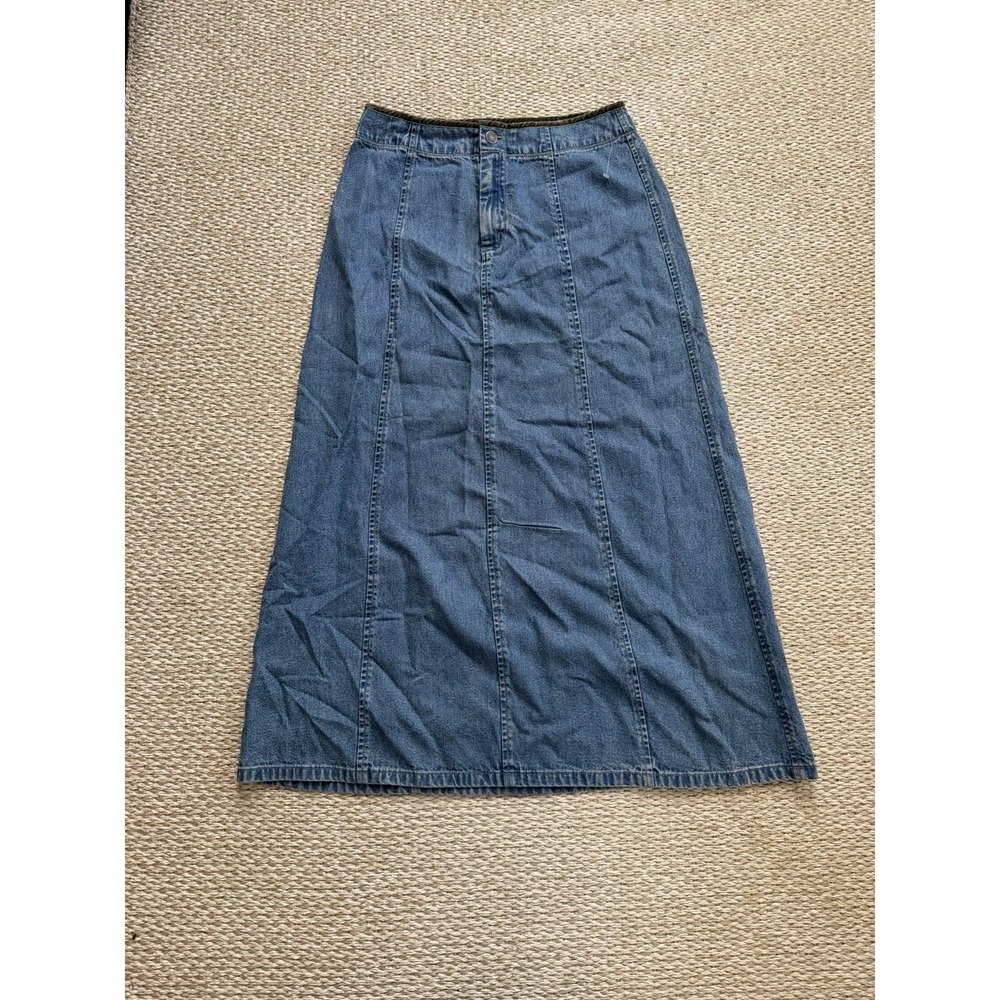 Long Midi Jean‎ Vintage Bias Cut Western Skirt J Jill Festival Boho Old Money 6
